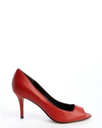 Steve Madden Red Leather Fate Peep Toe Pumps