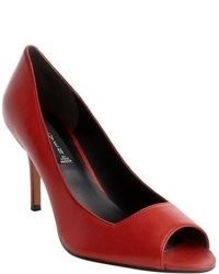 Steve Madden Red Leather Fate Peep Toe Pumps