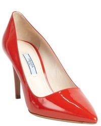 Prada Red Patent Leather Pointed Toe Pumps