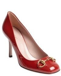 Gucci Red Patent Leather Squared Toe Vernice Pumps