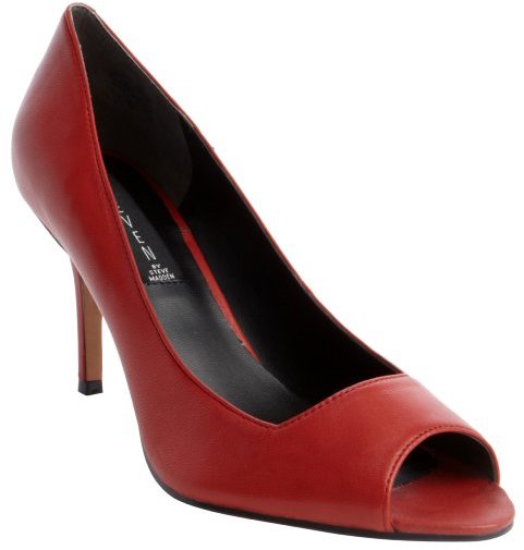 Steve Madden Steven By Red Leather Fate Peep Toe Pumps | Where to buy ...