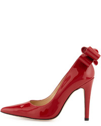 Neiman Marcus Verity Patent Bow Pump Red