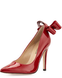 Neiman Marcus Verity Patent Bow Pump Red