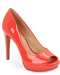 Steve Madden Steven By Red Leather Fate Peep Toe Pumps | Where to buy ...