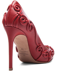 Valentino Voliere Leather Pumps In Red