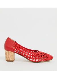 Miss Selfridge Woven Heeled Shoes In Red