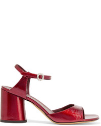 Marc Jacobs Amelia Glossed Leather Sandals Red