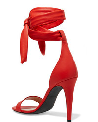 Off-White Bow Leather Sandals Red