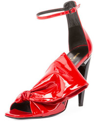 Saint Laurent Freja Patent Sandal With Large Bow