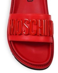 Moschino Logo Slide Leather Sandals
