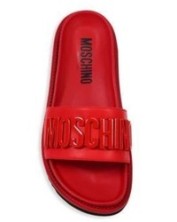 Moschino Logo Slide Leather Sandals