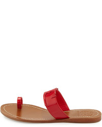Tory Burch Marcia Patent Toe Ring Sandal Brilliant Red