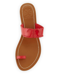 Tory Burch Marcia Patent Toe Ring Sandal Brilliant Red
