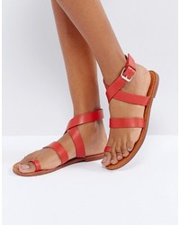 Pull&Bear Red Leather Sandal