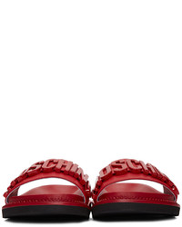 Moschino Red Logo Slide Sandals