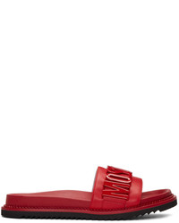 Moschino Red Logo Slide Sandals