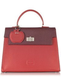 Buti Color Block Embossed Leather Satchel Bag