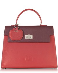 Buti Color Block Embossed Leather Satchel Bag