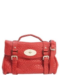 Mulberry Poppy Red Pebbled Leather Alexa Satchel Bag