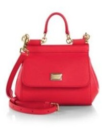 Dolce & Gabbana Sicily Micro Textured Leather Top Handle Satchel