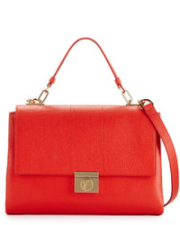 Versace Top Handle Leather Satchel Bag Red