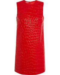 Red Leather Shift Dress