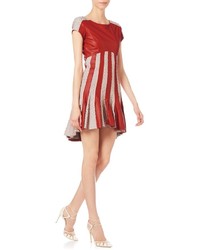 Morv Red Striped Leather Dina Dress