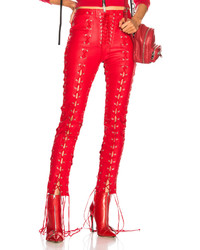 Unravel Leather All Over Lace Up Skinny Pants