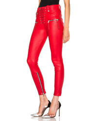 Unravel Lace Front Leather Skinny Pants