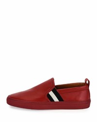 Bally Herald Leather Slip On Sneaker Red
