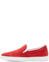 Jimmy Choo Red Croc Leather Grove Sneakers