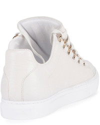 Balenciaga Crackled Leather Lace Up Sneaker