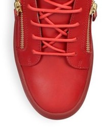 Giuseppe Zanotti Double Zipper Lace Up Leather Sneakers