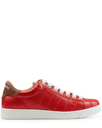 DSQUARED2 Embossed Leather Tennis Club Sneakers