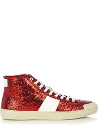 Saint Laurent Glitter High Top Leather Trainers