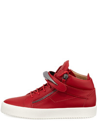 Giuseppe Zanotti Horn Leather Mid Top Sneaker Red