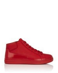 Prada Monochrome Mid Top Sneakers Red