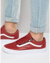 Vans Old Skool Leather Zip Sneakers In Red V0018gjth