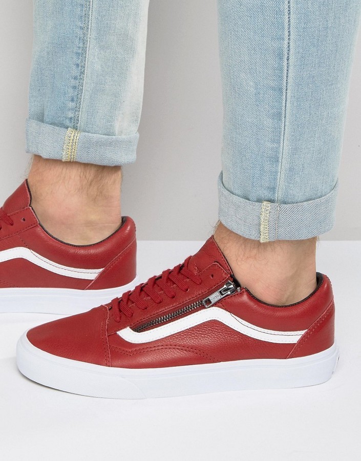 red vans leather