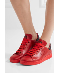 adidas Originals Raf Simons Stan Smith Perforated Leather Sneakers Red