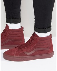 Vans Sk8 Hi Zip Leather Sneakers In Red V004kyjuw