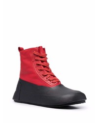 Ambush Leather Mix Hi Top Sneaker Red Black