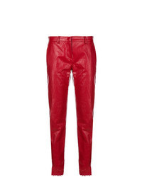 Red Leather Tapered Pants