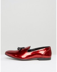 Asos Loafers In Red Metallic
