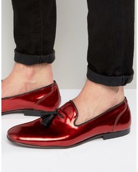 Asos Loafers In Red Metallic
