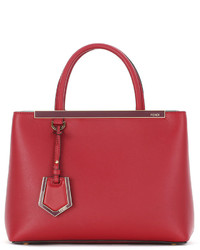 Fendi 2jours Petite Leather Tote Bag Ruby Red