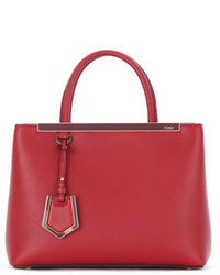 Fendi 2jours Petite Leather Tote Bag Ruby Red