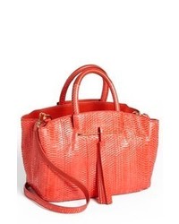 B Brian Atwood Gloria Small Leather Tote Passion Red