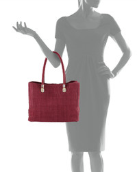 Cole Haan Benson Woven Leather Tote Bag Cabernet