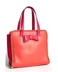 Betsey Johnson Tough Love Faux Leather Tote Pink Red